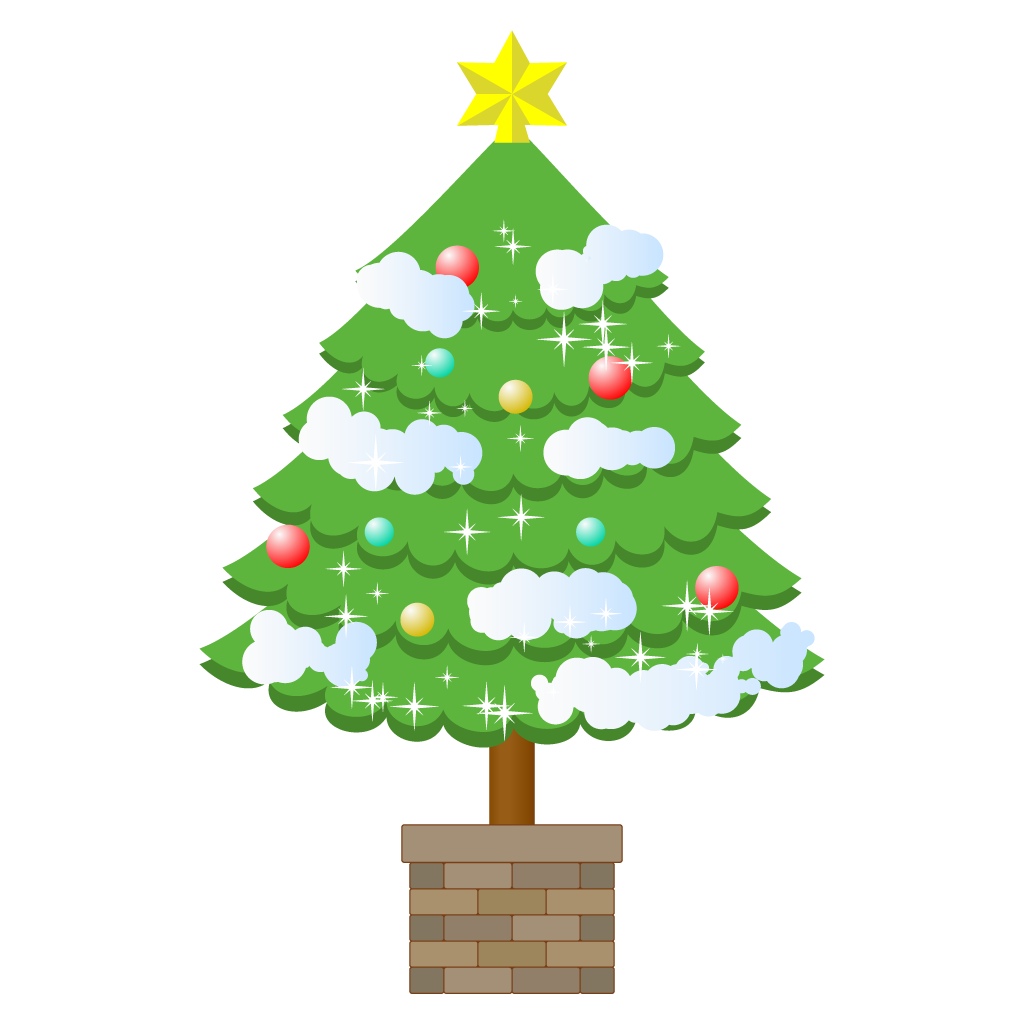 クリスマスツリーの無料イラスト１