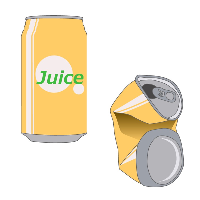 缶ジュースと空き缶の無料イラスト１