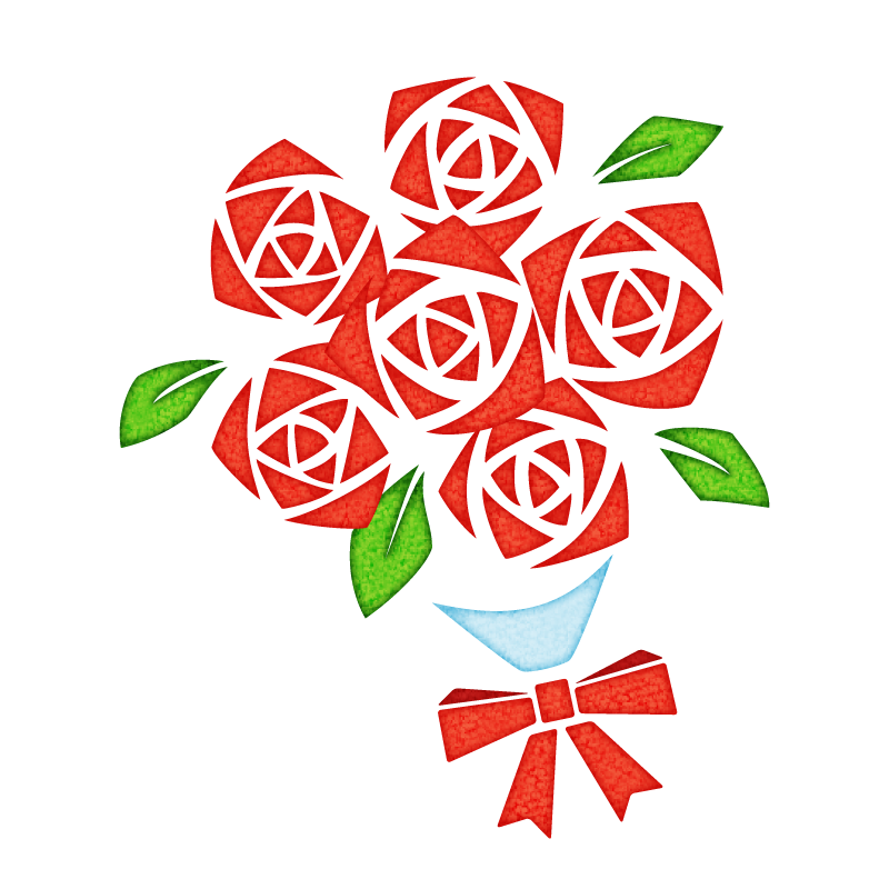 赤いバラの花束の無料イラスト