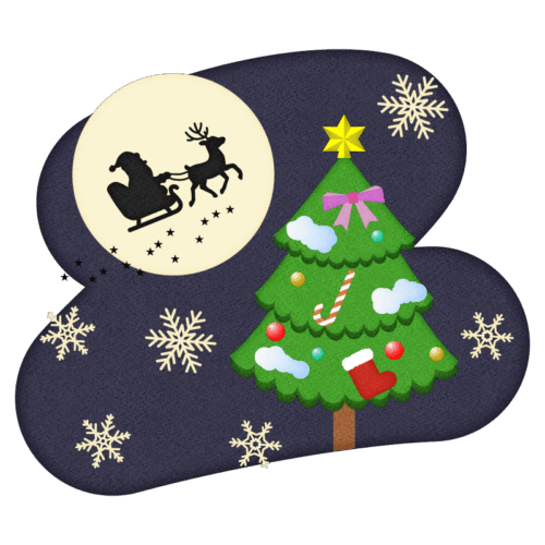サンタクロースとクリスマスツリーの無料イラスト１