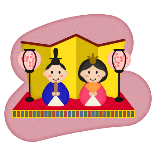 ひな祭り・お内裏様とお雛様の無料イラスト２