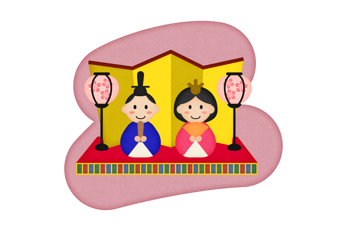 ひな祭り・お内裏様とお雛様の無料イラスト２
