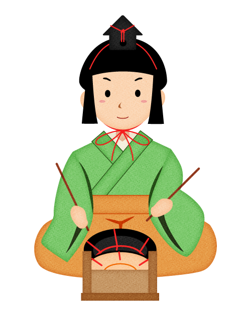 ひな祭り・五人囃子(太鼓)の無料イラスト