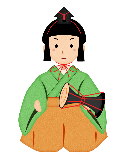 ひな祭り・五人囃子(大鼓=大皮)の無料イラスト