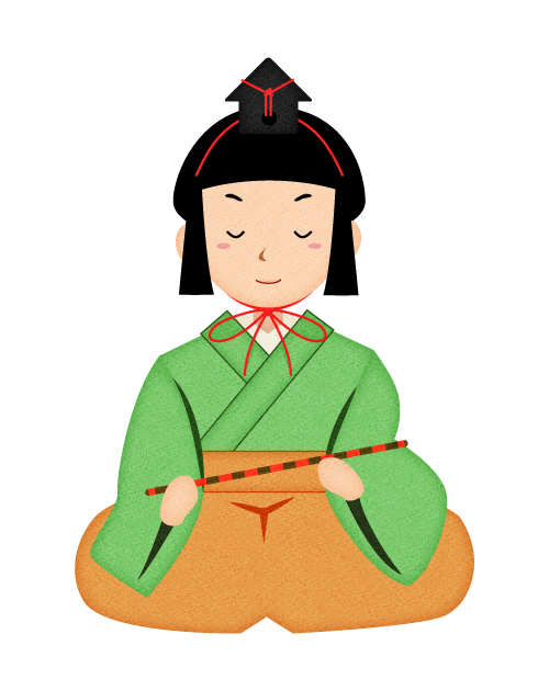 ひな祭り・五人囃子(笛)の無料イラスト